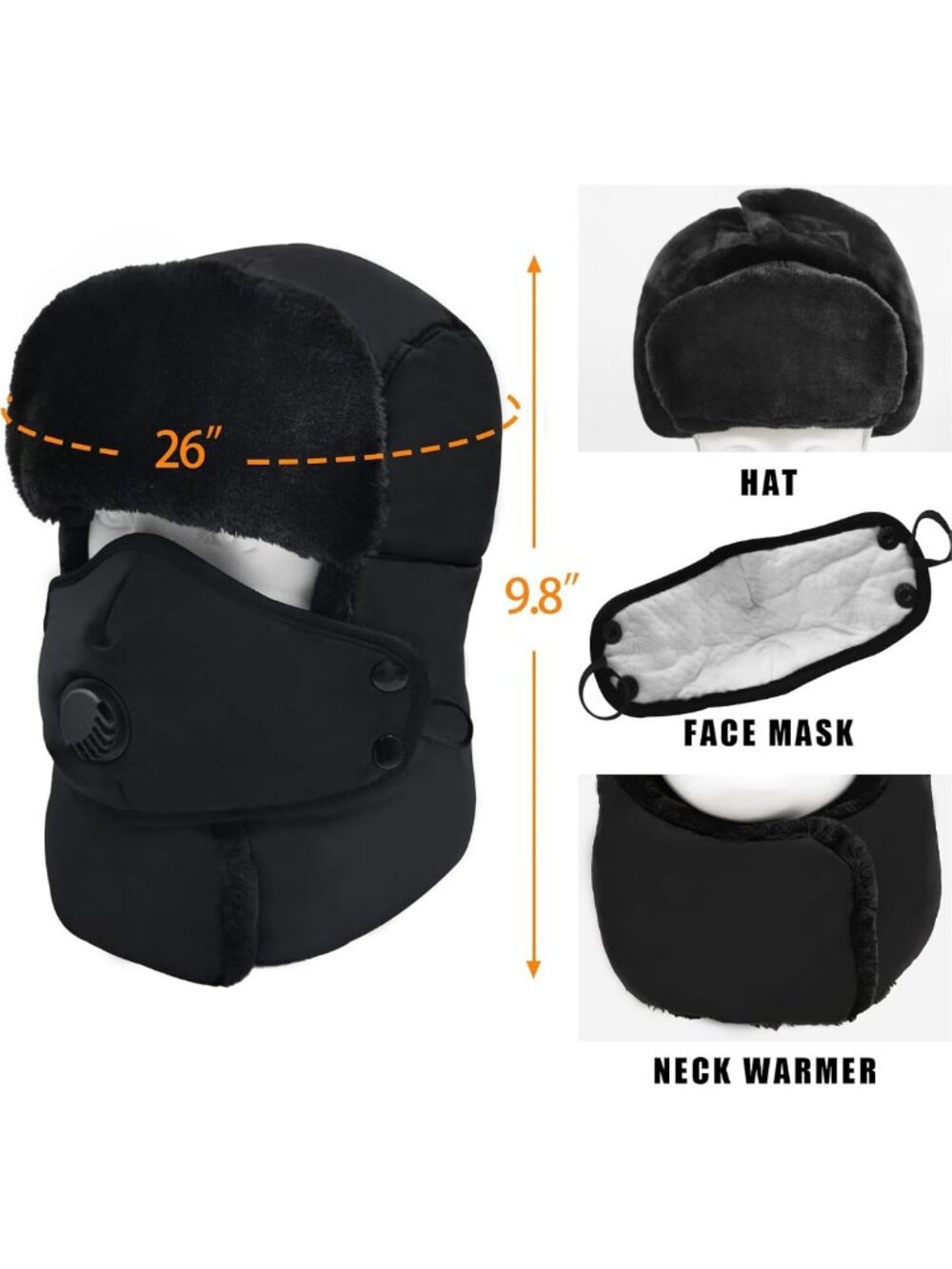 Cozy Winter Trapper Hat with Ear Flaps | Windproof Aviator Hat for Cold Weather - Picture 3 of 6
